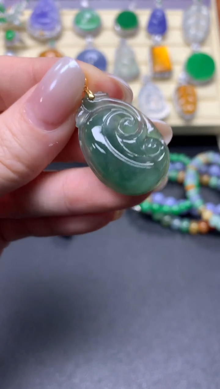 【闪购商品】翡翠吊坠(不含链)18K金镶嵌吊坠|500+50