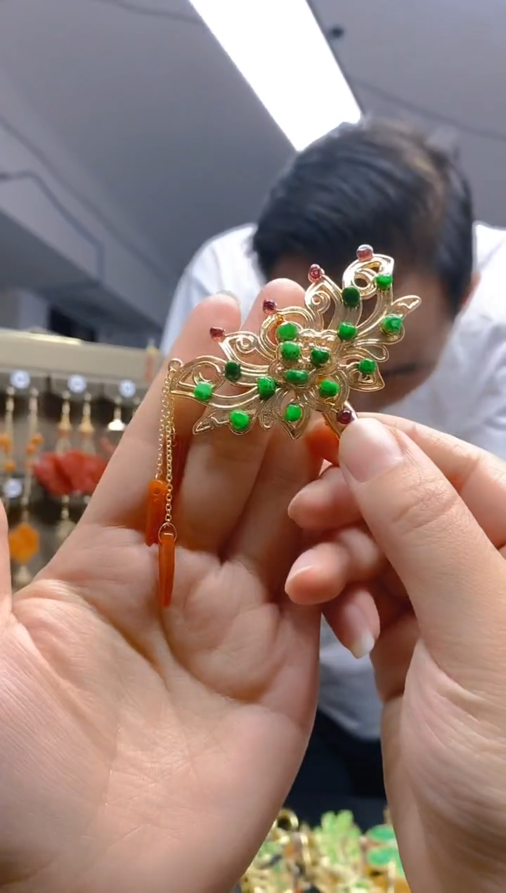 【闪购商品】翡翠耳饰合金0287翡翠发簪