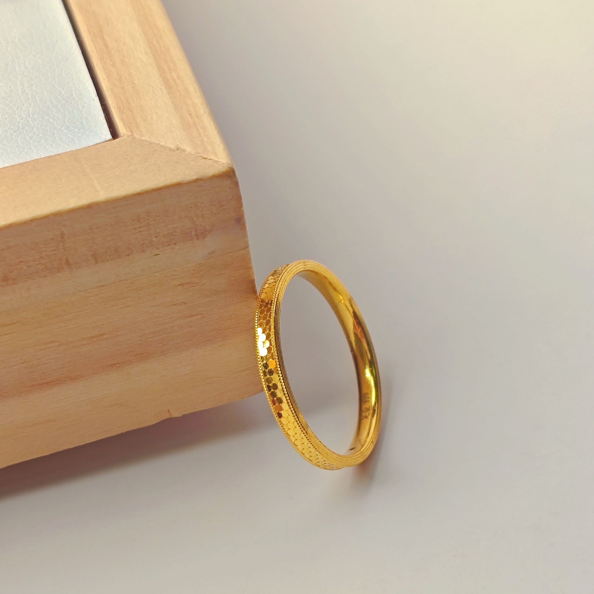 5D足金999 水贝鱼鳞黄金戒指精致时尚送闺蜜姐妹生日礼物