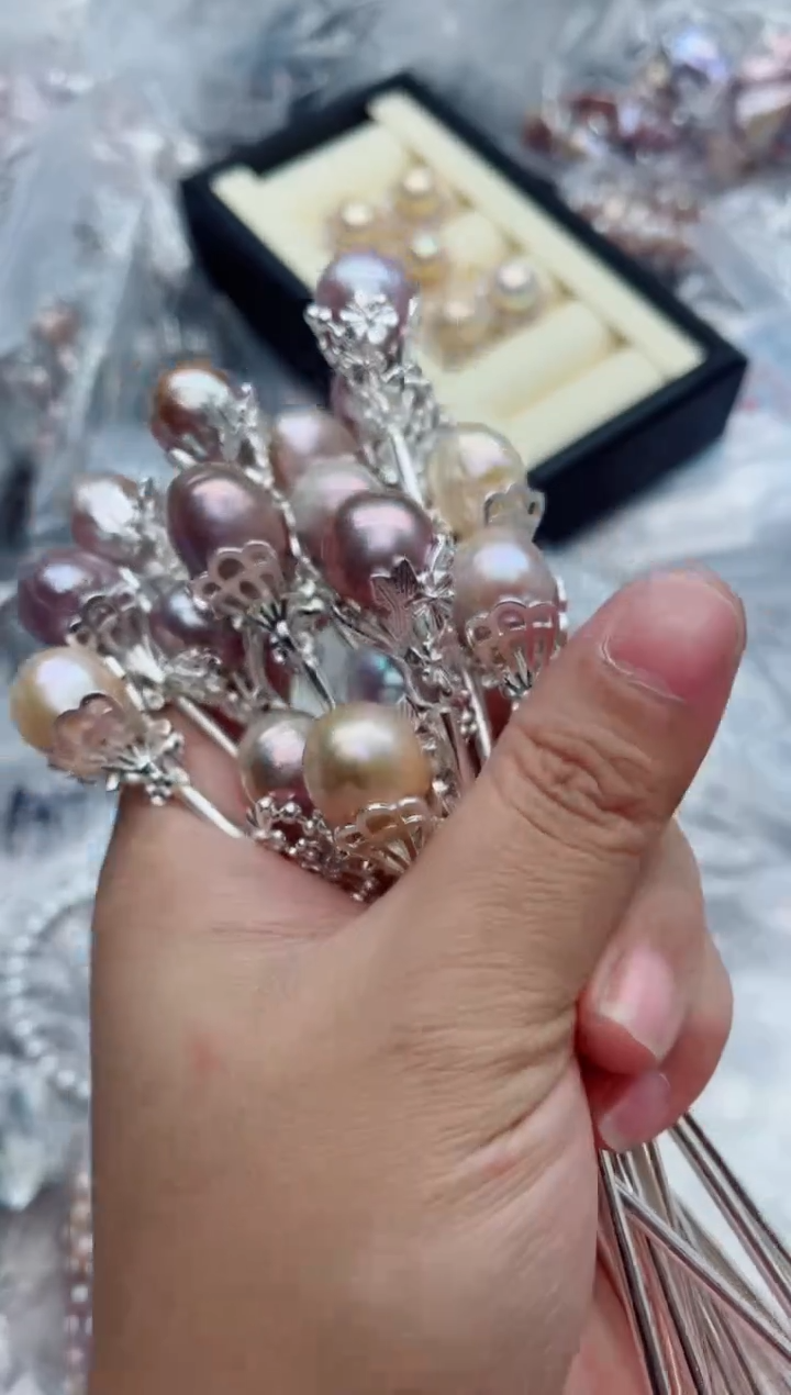 未镶嵌发簪淡水珍珠多样性发其一，非无暇