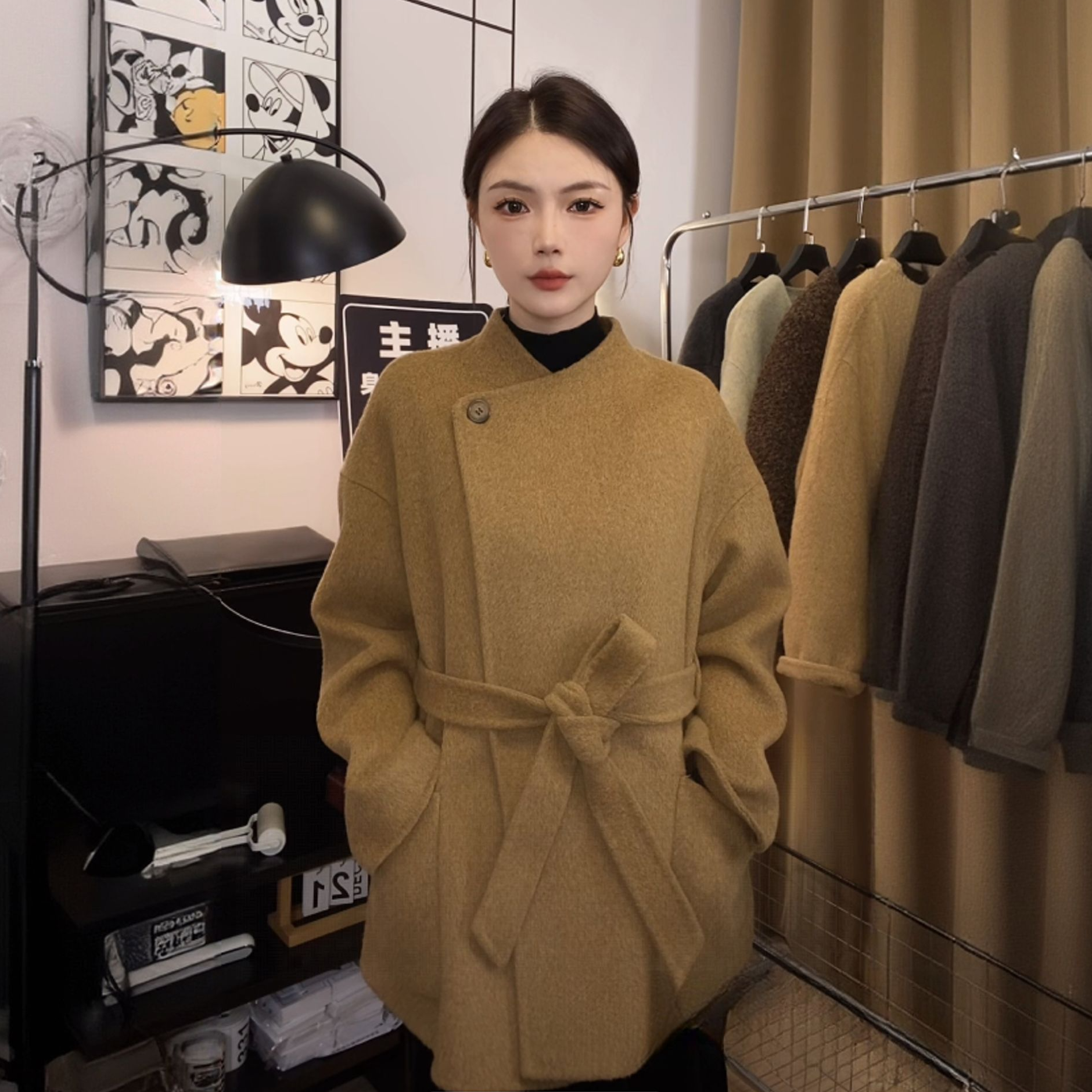 秋冬女毛呢外套韩系双面羊绒大衣短款宽松网红