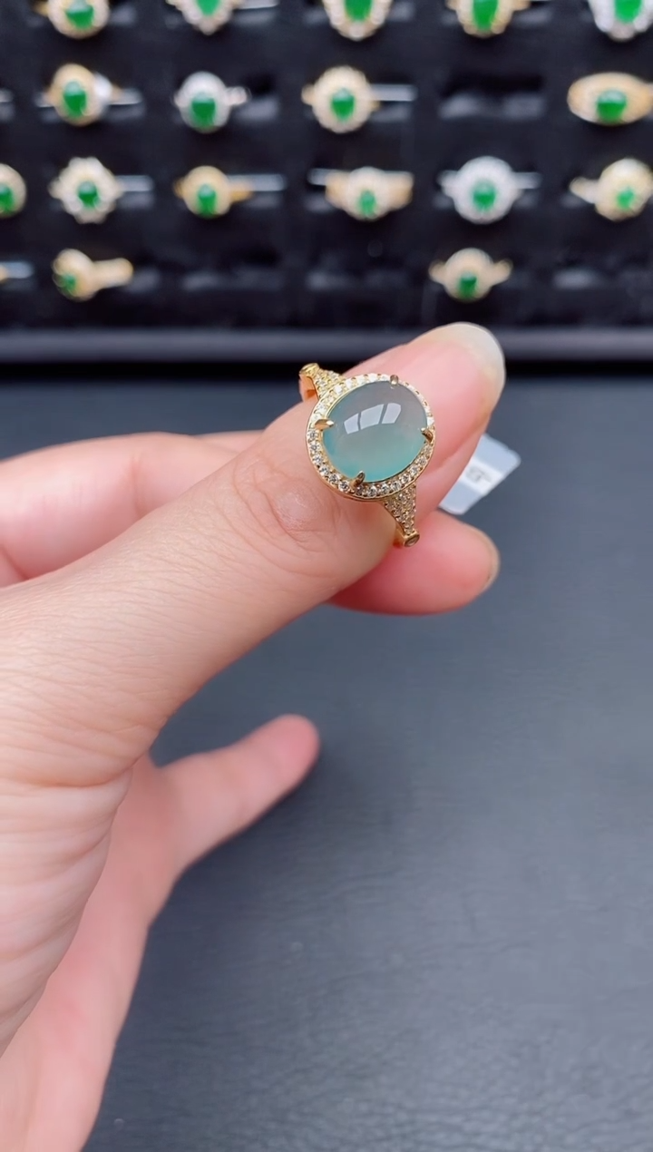 银S925镶嵌戒指翡翠天然a货翡翠91