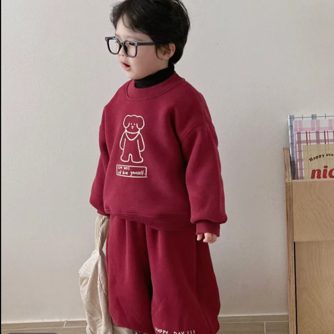 【现货】儿童拜年服冬装新款儿童冬季加厚喜庆过年服套装