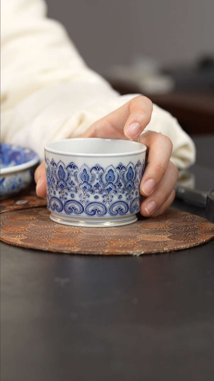 【闪购商品】杯四景堂青花描银