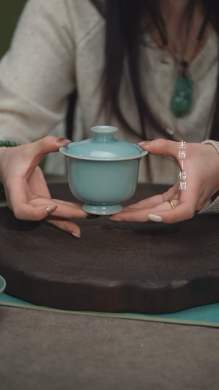 【闪购商品】婉婷两才盖碗-汝瓷张海英-眉