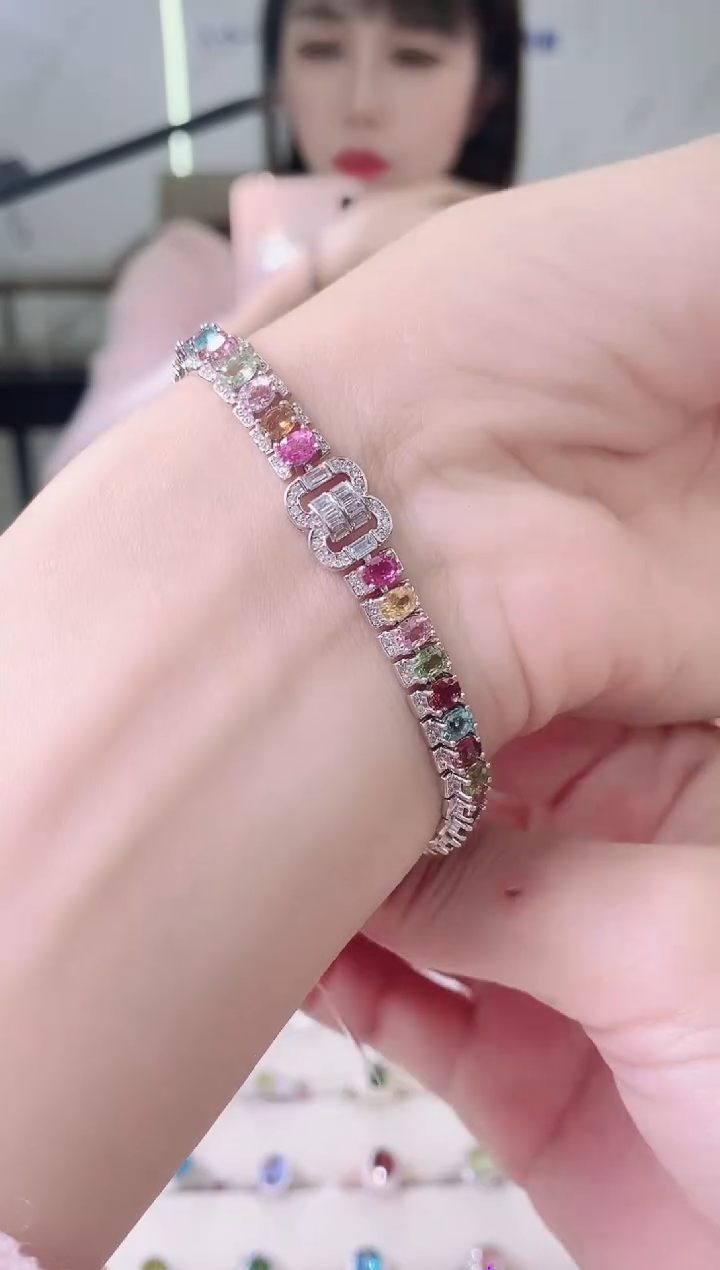 【闪购商品】碧玺手链银S925镶嵌113-13