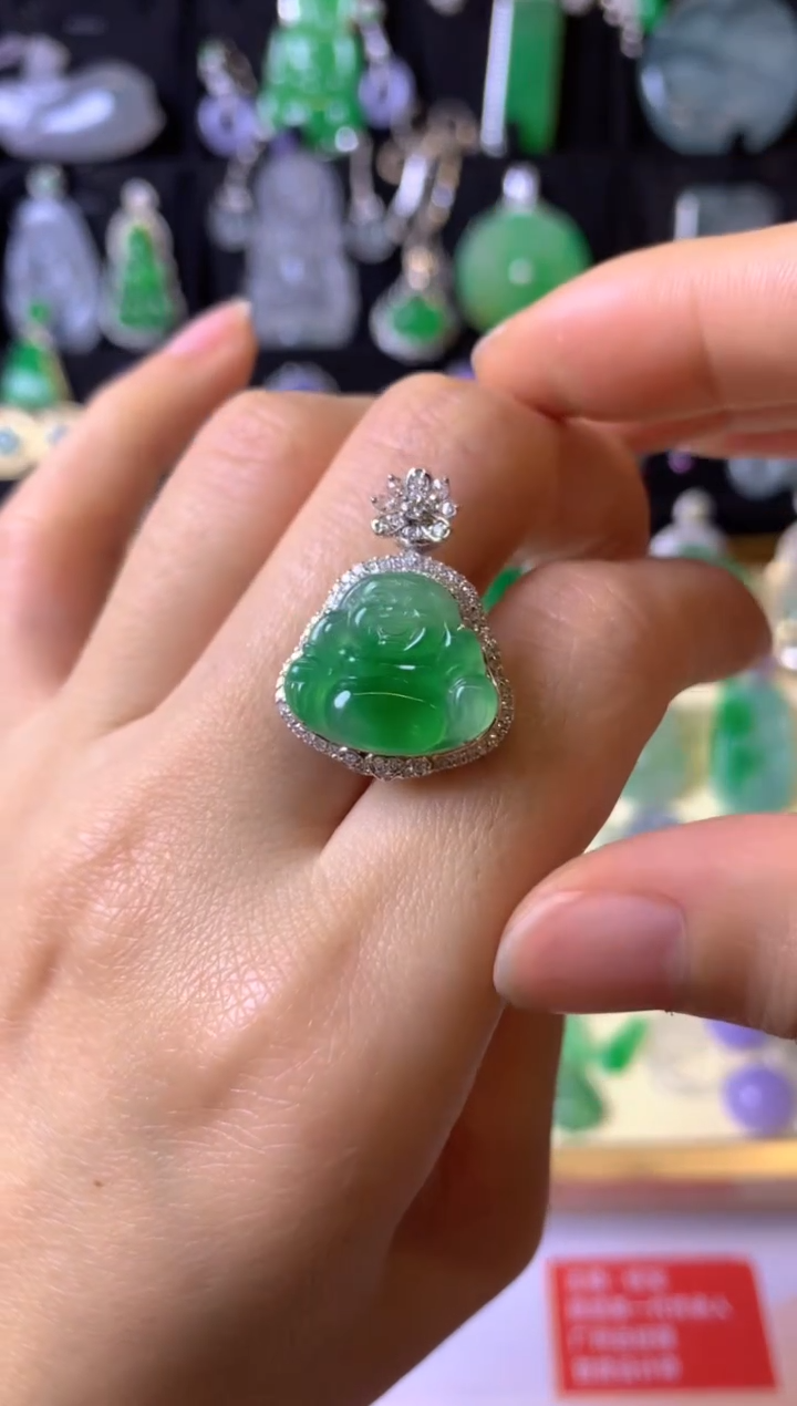 【闪购商品】翡翠颈饰18K金镶嵌成品吊坠