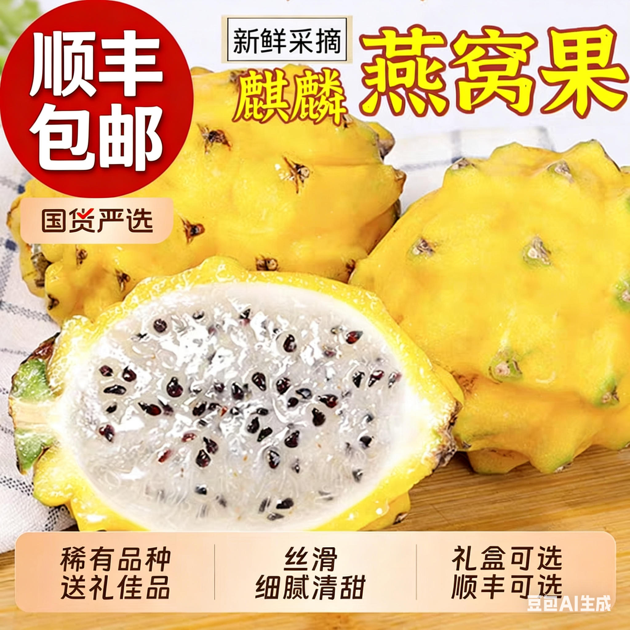 【燕窝果顺丰包邮】麒麟果热带水果黄皮火龙果清甜多汁稀有燕窝果