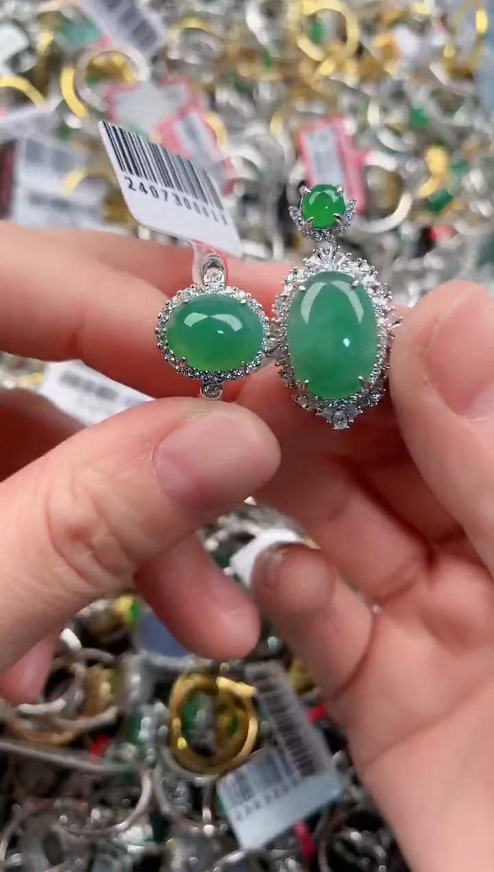 银S925镶嵌戒指翡翠777                 10