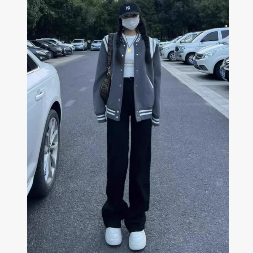 【夕夕专属】冬季保暖加绒牛仔窄版弹力直筒堆堆裤显瘦百搭女裤667