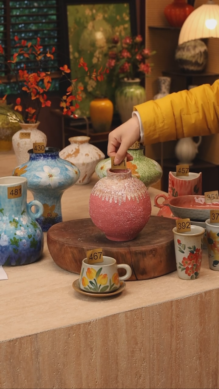 陶瓷371景德镇设计师手作花器摆件侘寂风