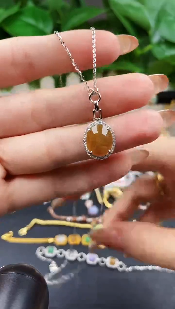 颈饰银S925镶嵌翡翠12