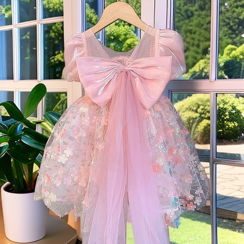 【H1598】2025新款粉色花仙子公主裙女童夏款网红儿童公主裙