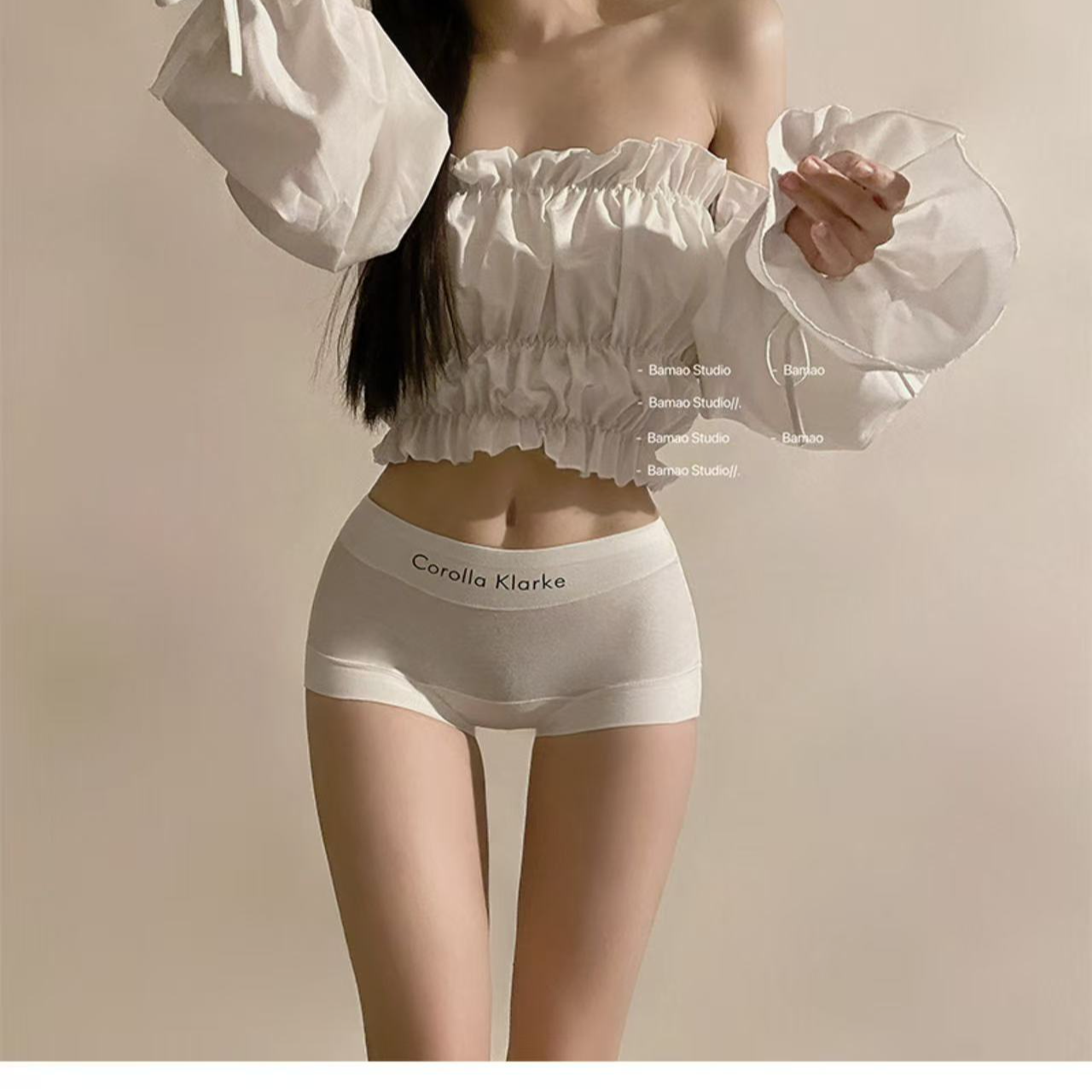 运动风撞色平角无痕纯棉内裤女士抑菌石墨烯裆包臀中腰女生四角裤