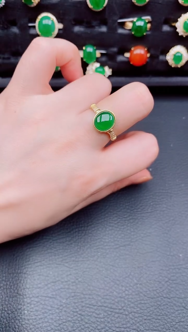 【闪购商品】翡翠戒指银S925镶嵌天然a货翡翠188