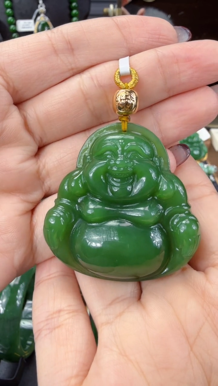 【闪购商品】和田玉（碧玉）吊坠(赠链)18K金镶嵌  