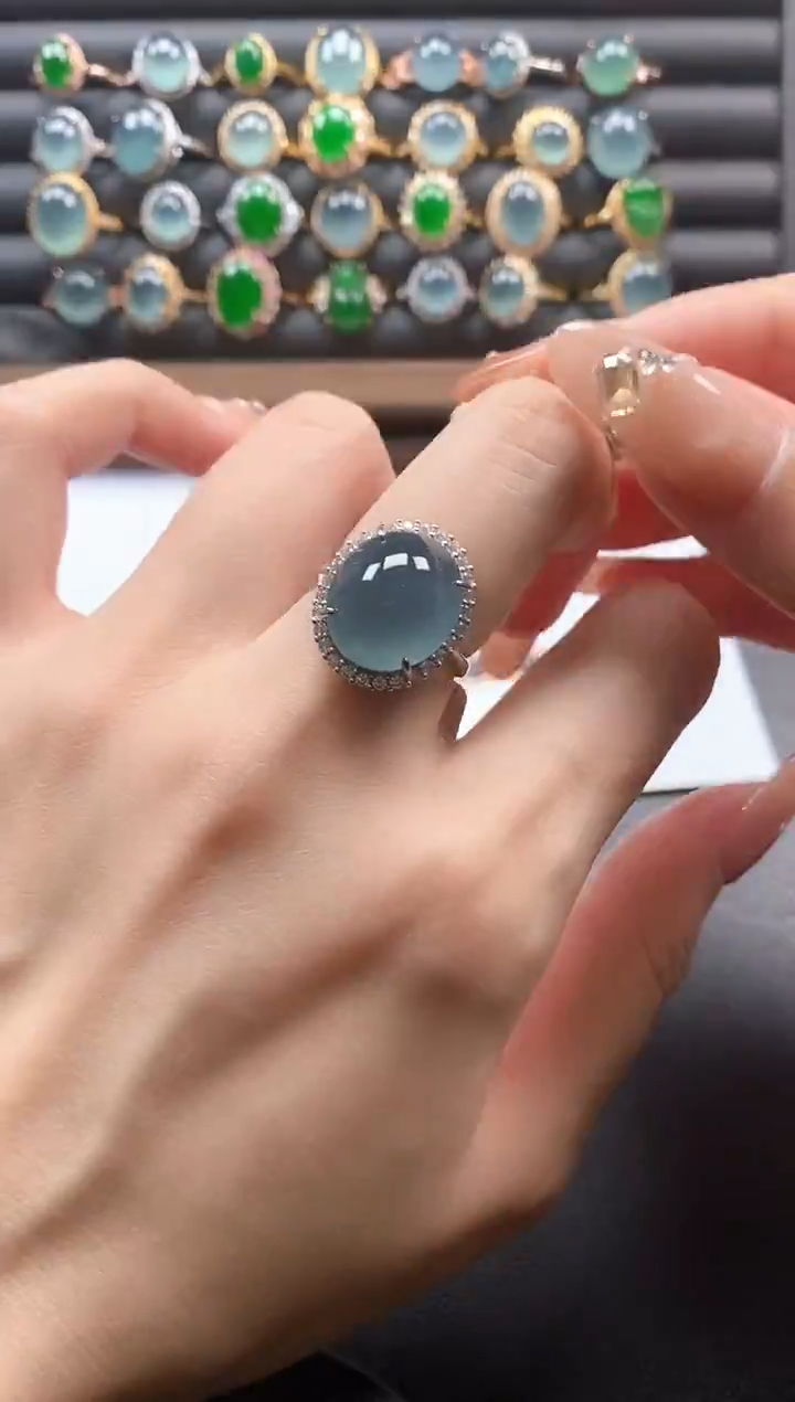 银S925镶嵌戒指翡翠51151