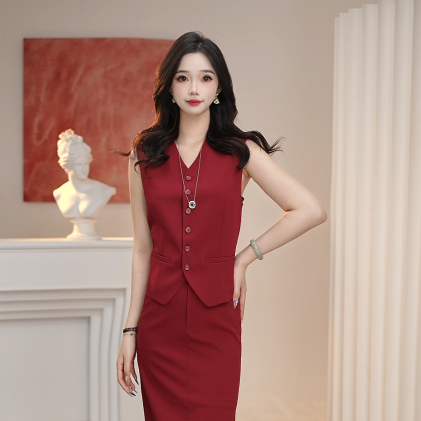 AMASS/阿玛施 时尚简约通勤气质轻奢百搭无袖显瘦西装马甲5400871