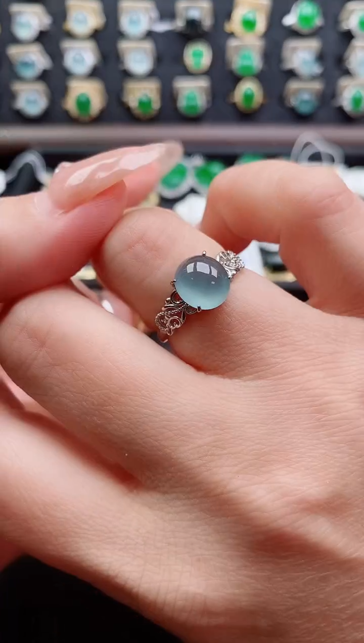 银S925镶嵌戒指翡翠1