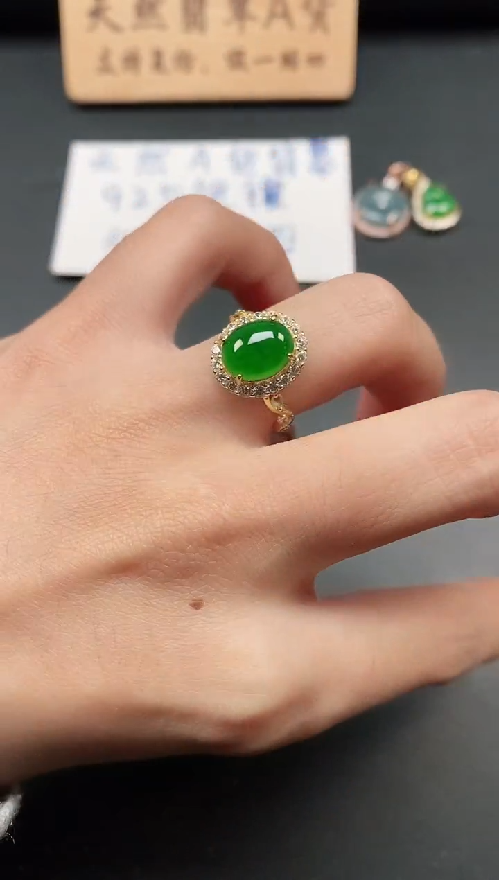 银S925镶嵌戒指翡翠1111111