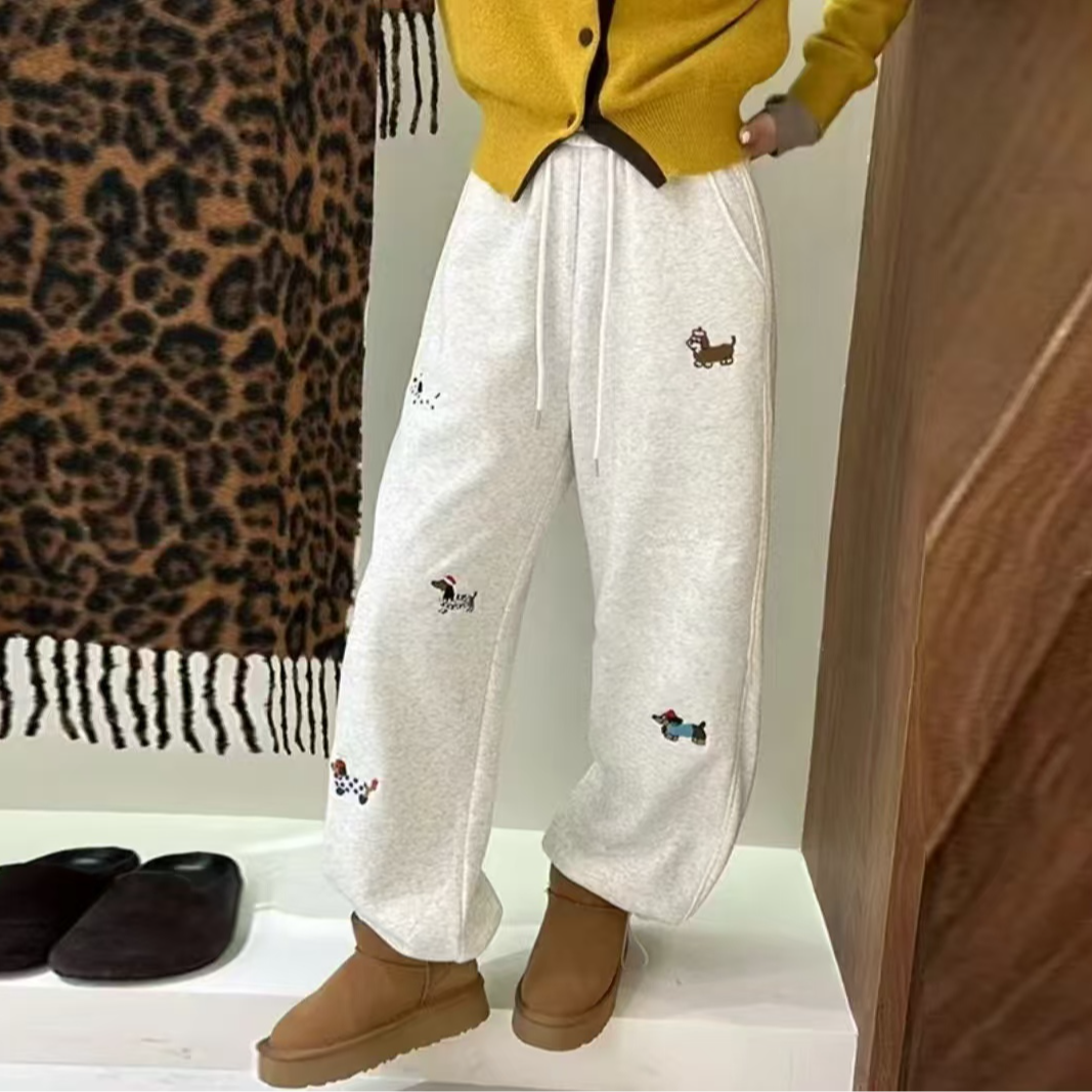 韩系春秋女休闲运动时尚百搭直筒阔腿裤