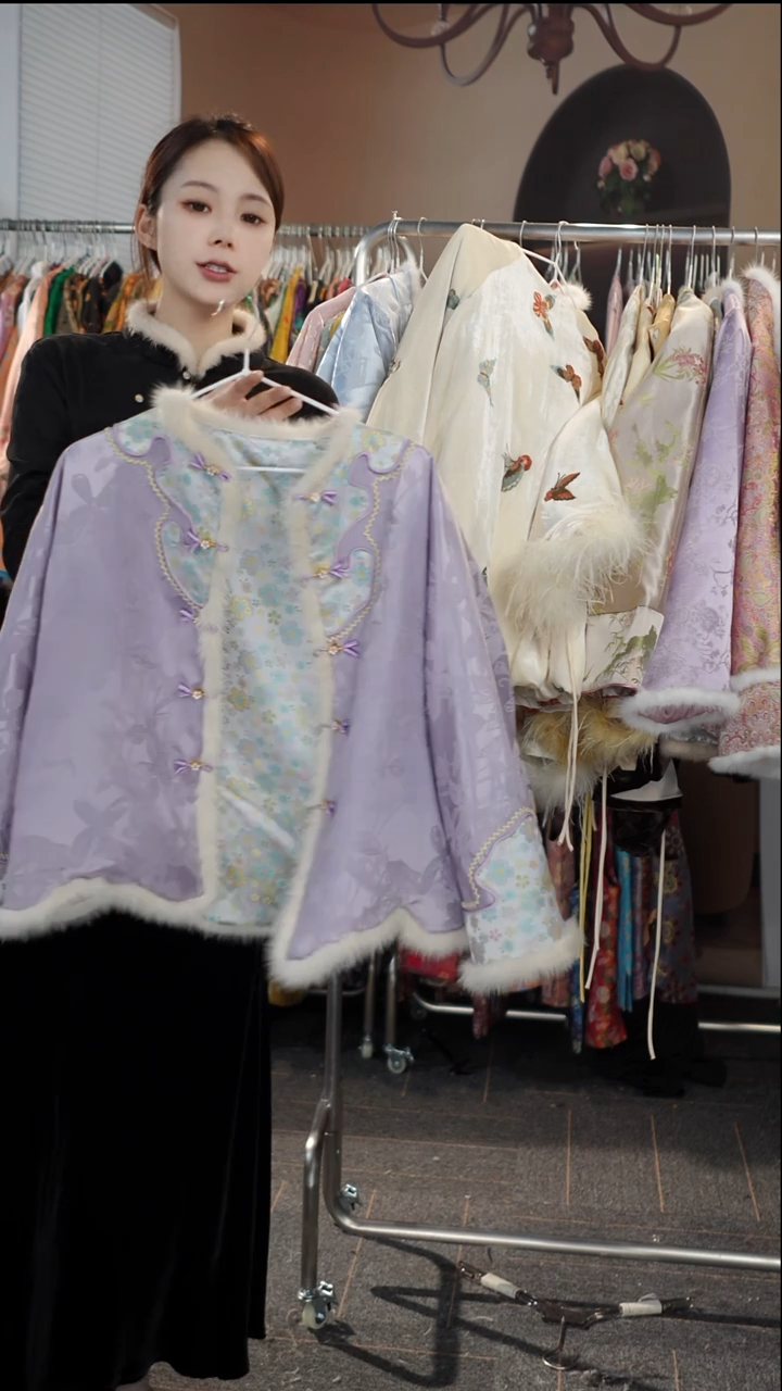 双棉穿紫色棉服          