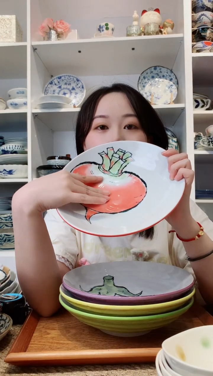 陶瓷美浓烧红萝卜大深盘