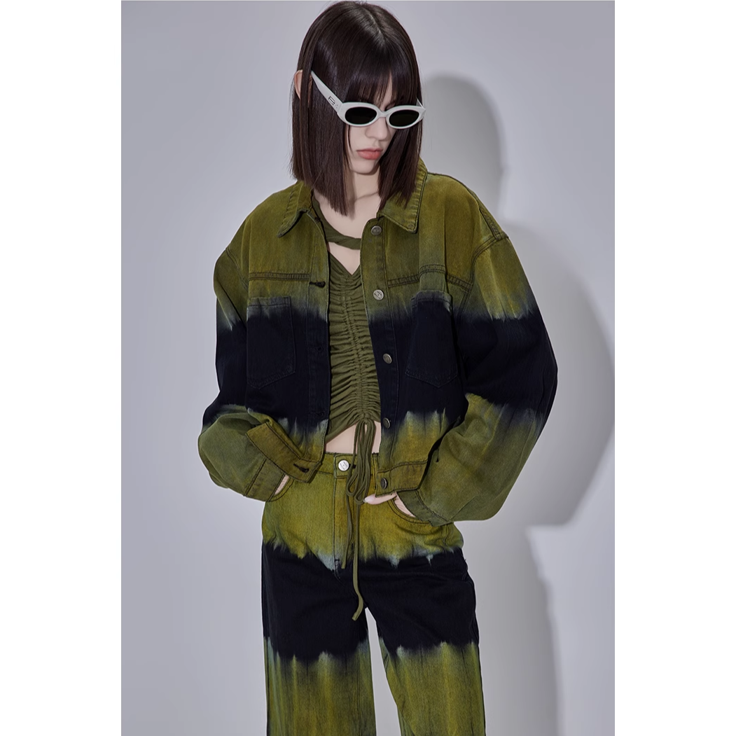 APL新品彩色扎染牛仔外套甜酷先锋风1G0332