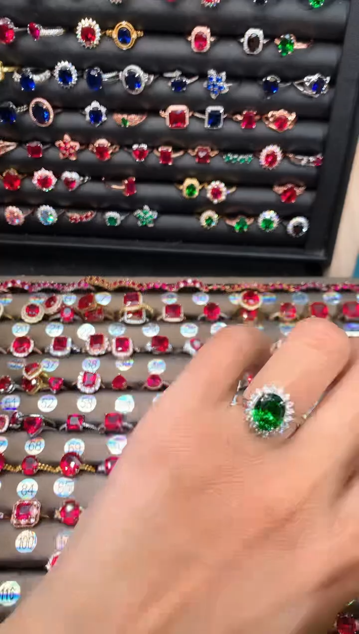 【闪购商品】透辉石戒指银S925镶嵌810白