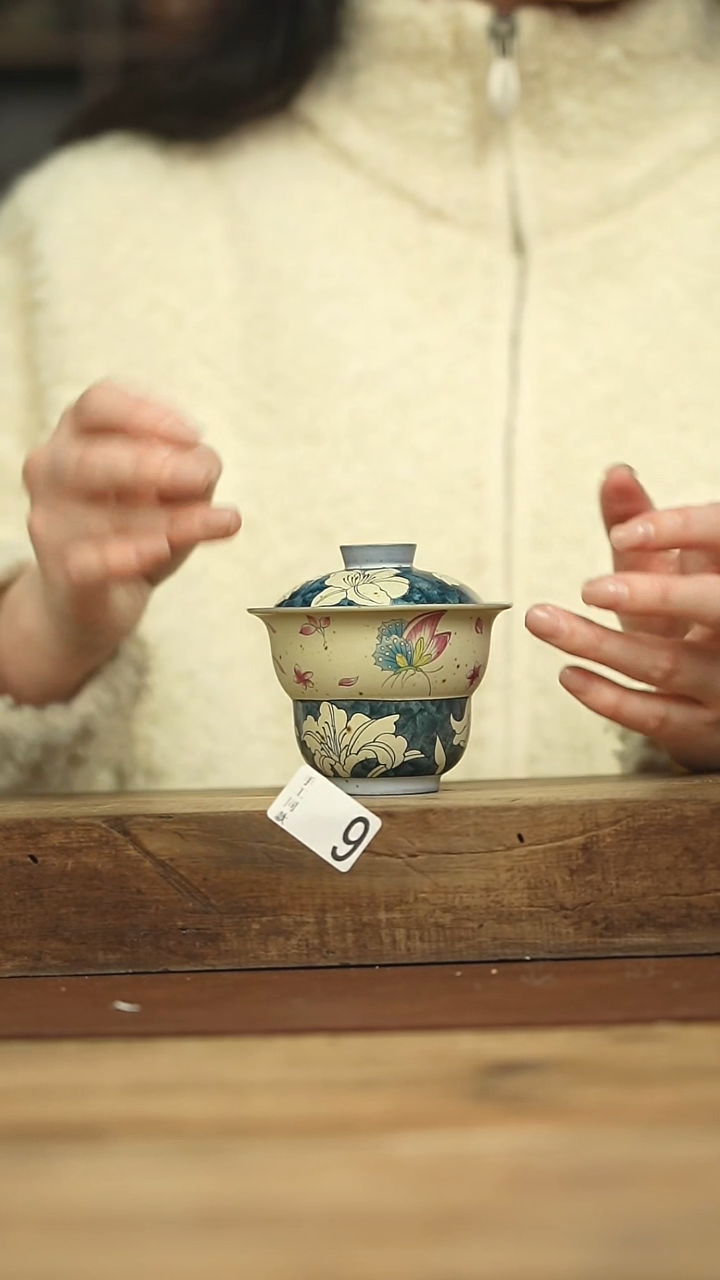 设计师手作款 青花盖碗