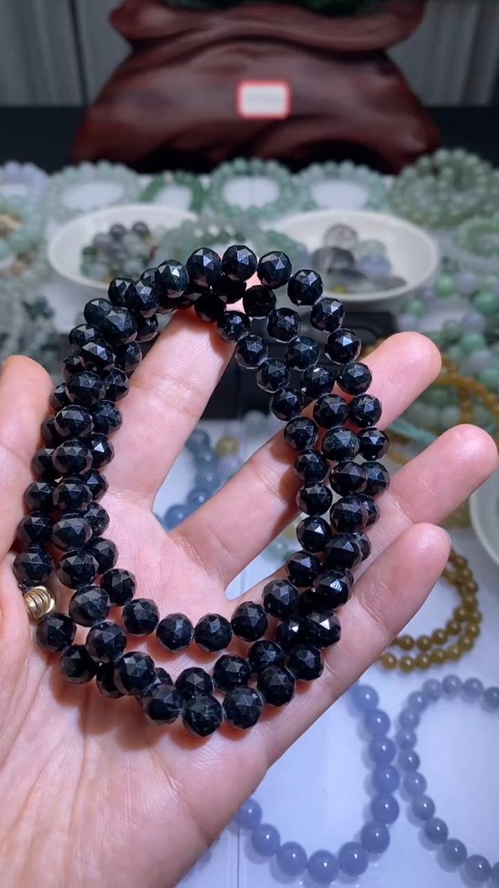 项链未镶嵌翡翠天然翡翠a货 墨翠