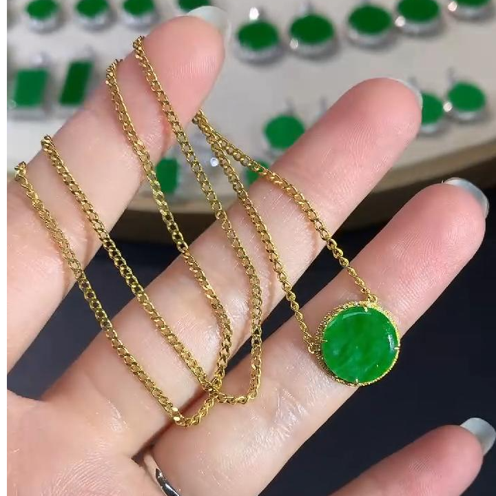 【小袁甄选】翡翠圆牌古巴链-18K金-多样性发其一pyd05|CXQ2