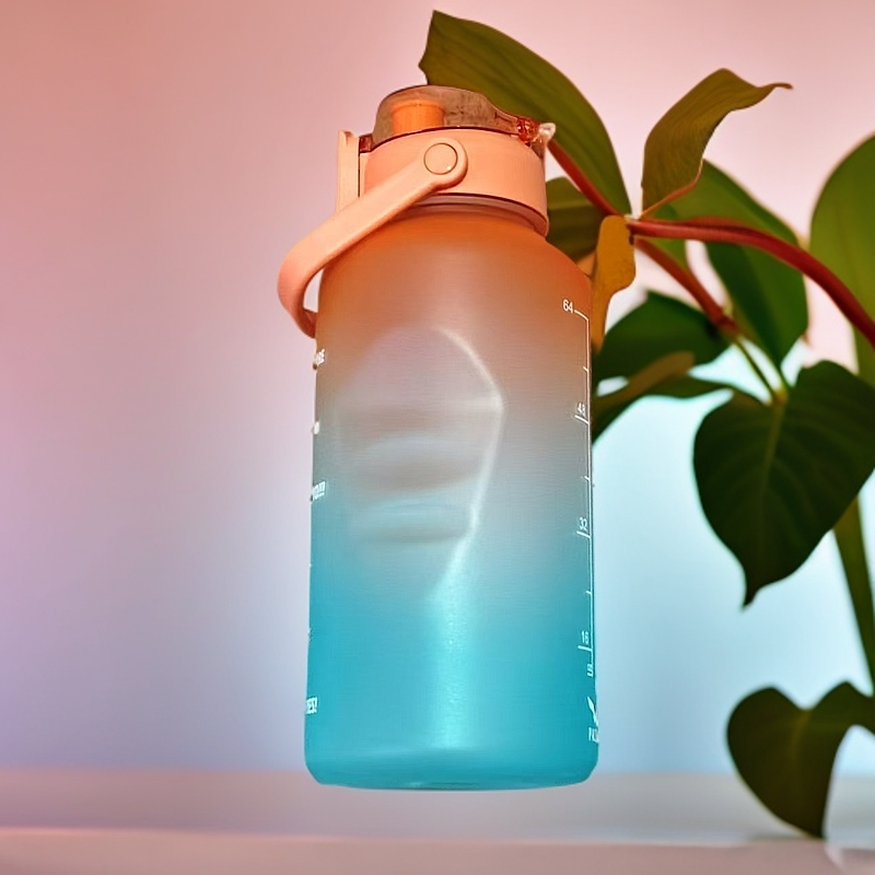 网红超大渐变色炫彩2000ml大容量户外运动水杯