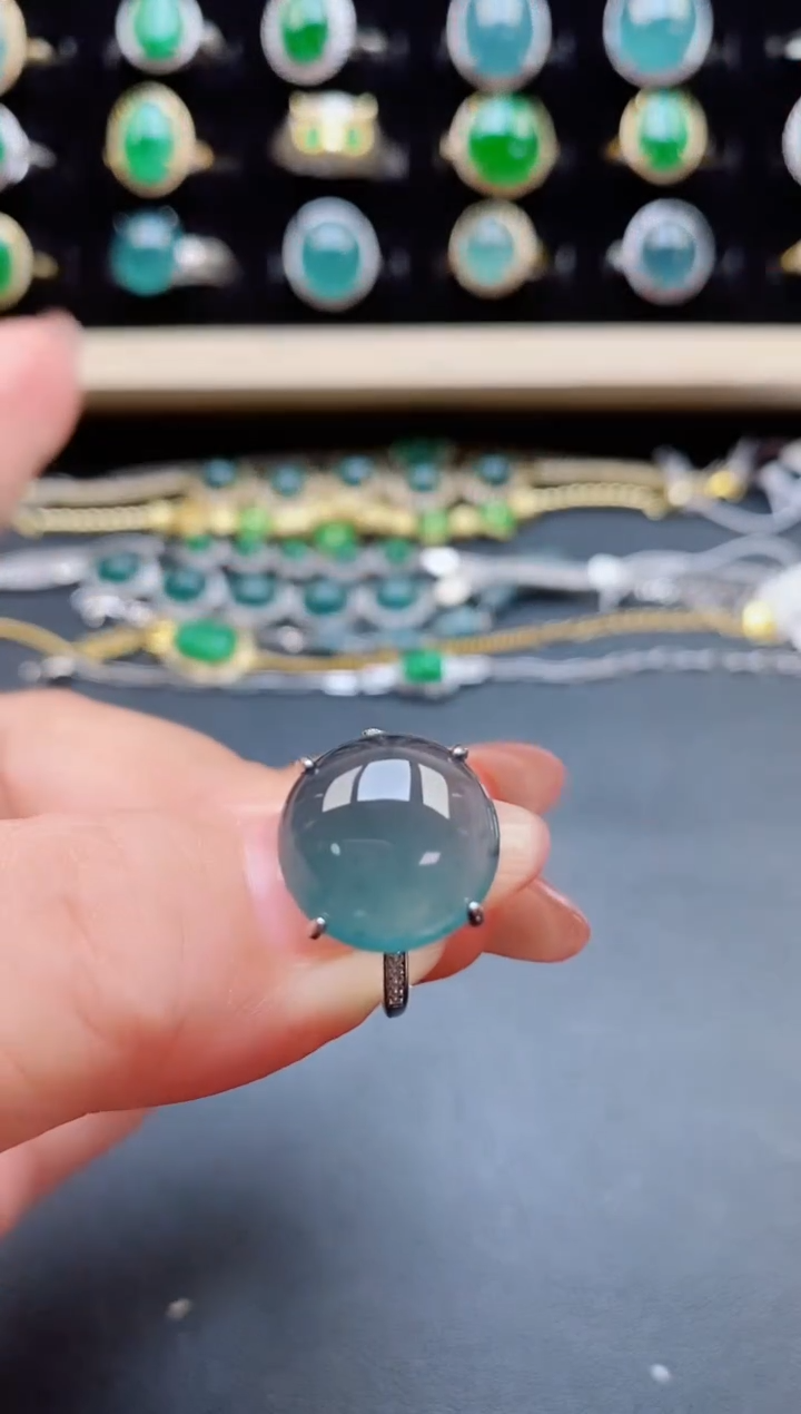 翡翠戒指银S925镶嵌2132131