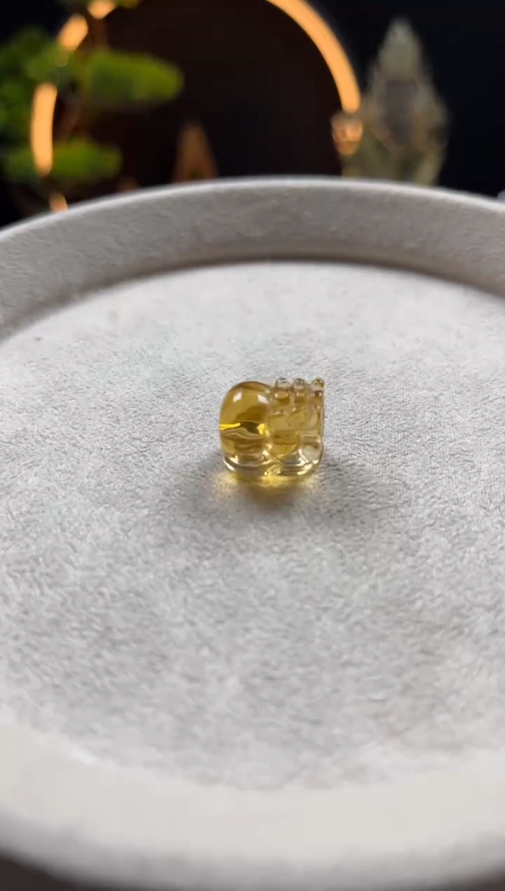 未镶嵌手链黄晶可****丝天然黄水晶貔貅单珠11mm金红