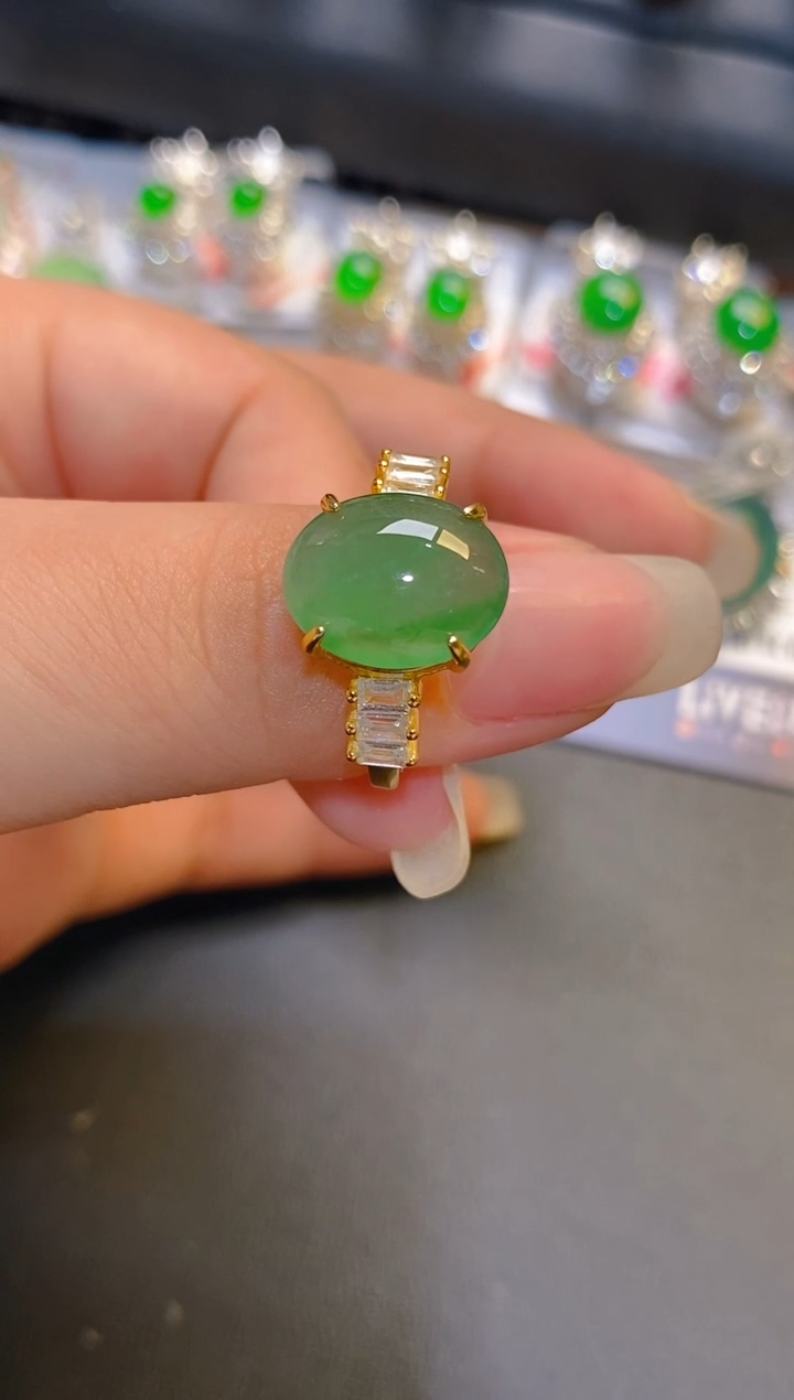 翡翠银S925镶嵌耳饰天然