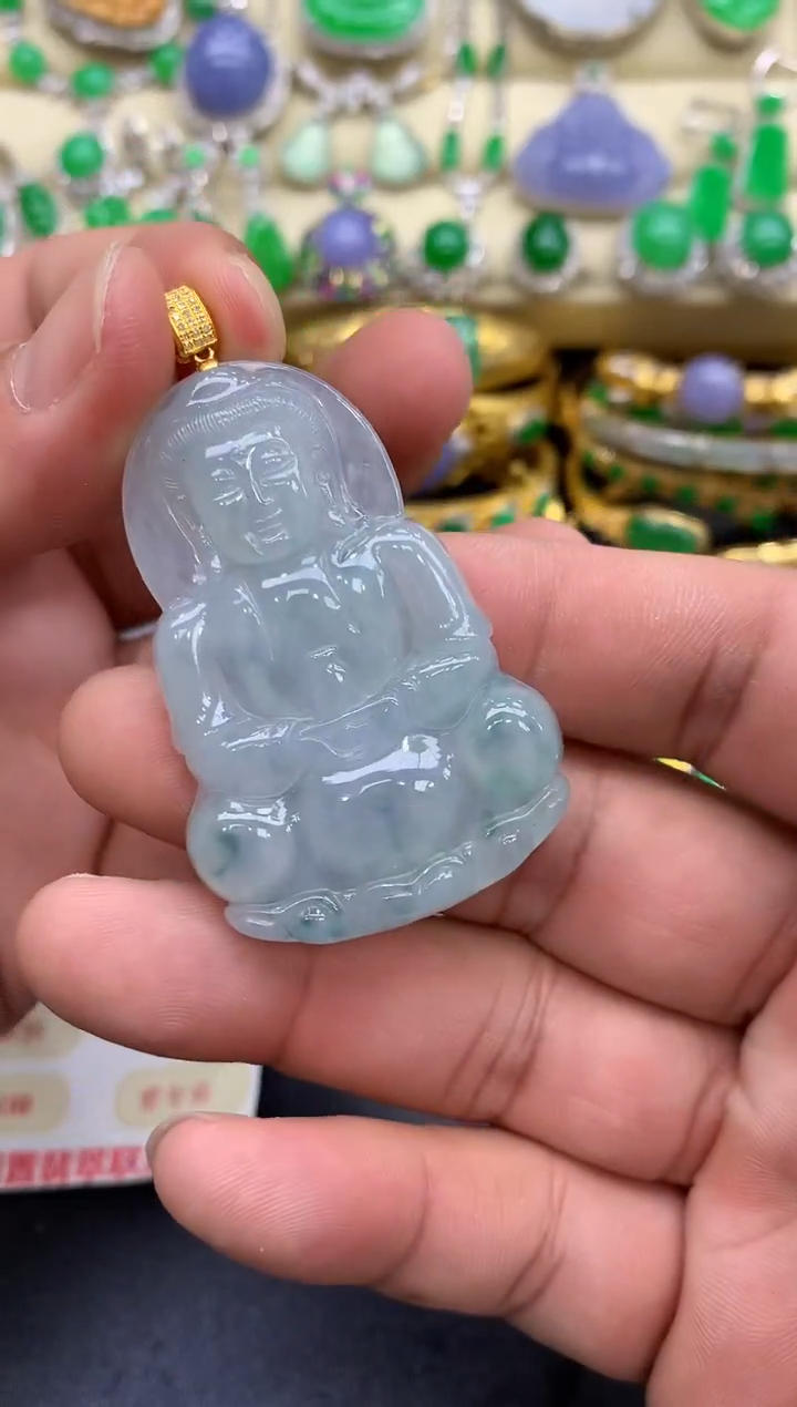 颈饰18K金镶嵌翡翠238-中国好珍宝