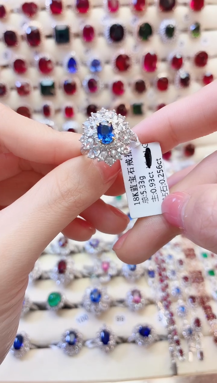 18K金戒指蓝宝石18K金镶嵌1