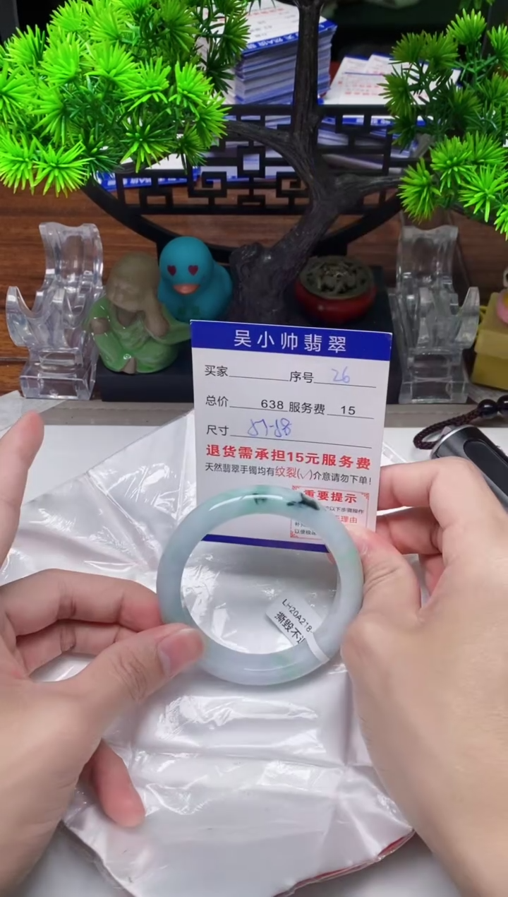 【闪购商品】翡翠手镯未镶嵌26天然A货翡翠需包容瑕疵，介意慎拍