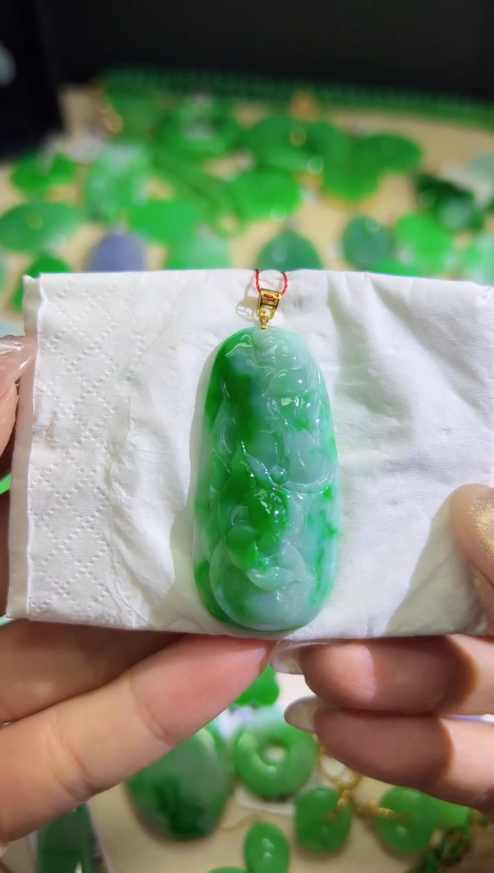 【闪购商品】翡翠颈饰18K金镶嵌Q缅料A货翡翠/支持复检/一件