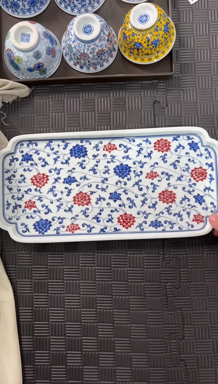 盖碗瓷景德镇陶瓷茶具青花缠枝莲干炮台