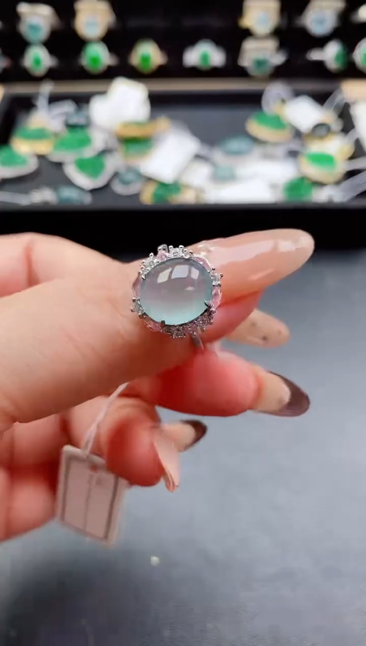 银S925镶嵌戒指翡翠1