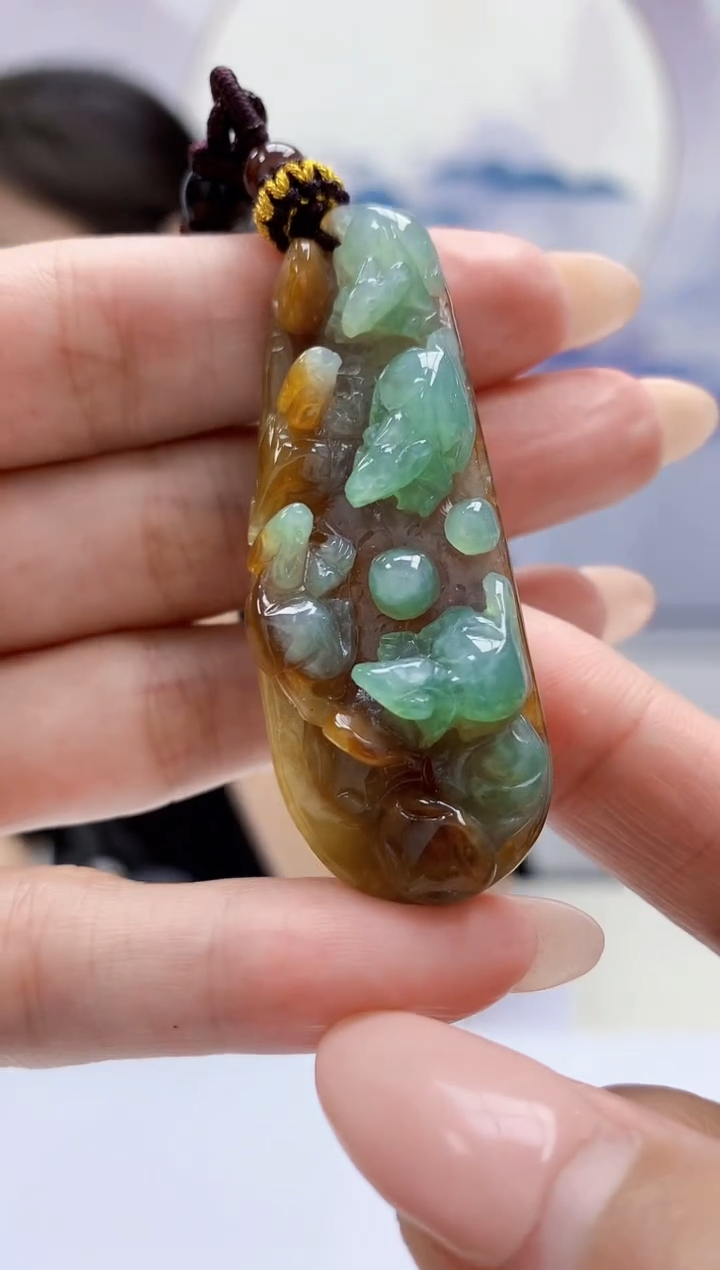 定制翡翠未镶嵌4902MM-毛货挂件61