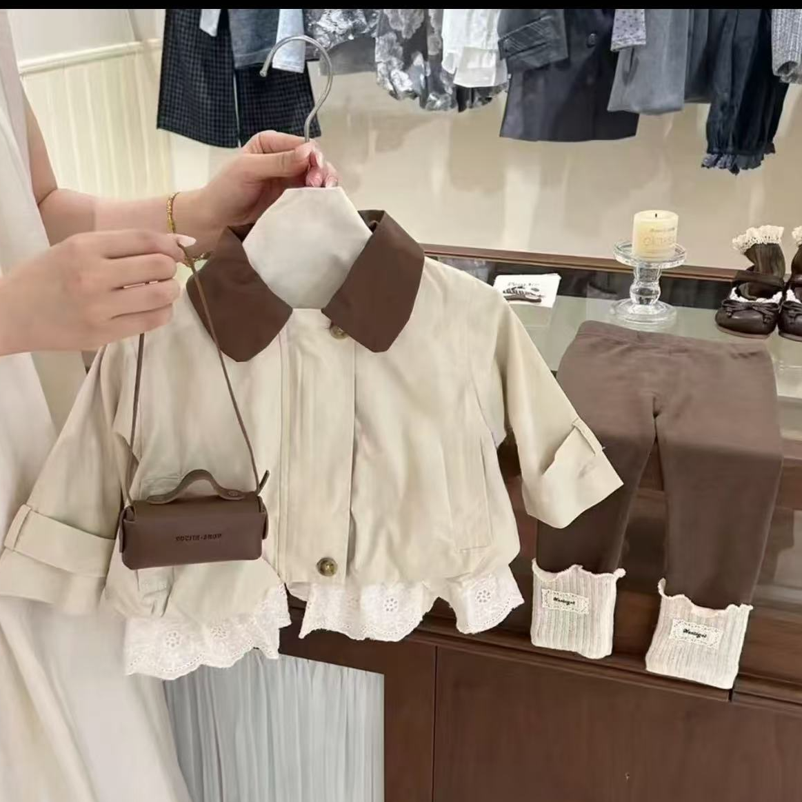 秋季少女风女童风衣时尚套装两件套