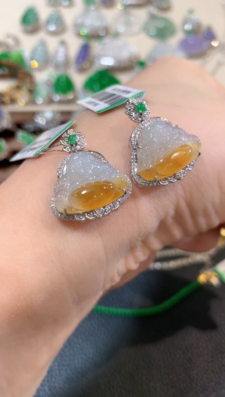 翡翠18K金镶嵌吊坠(不含链)b21多样性一件发货