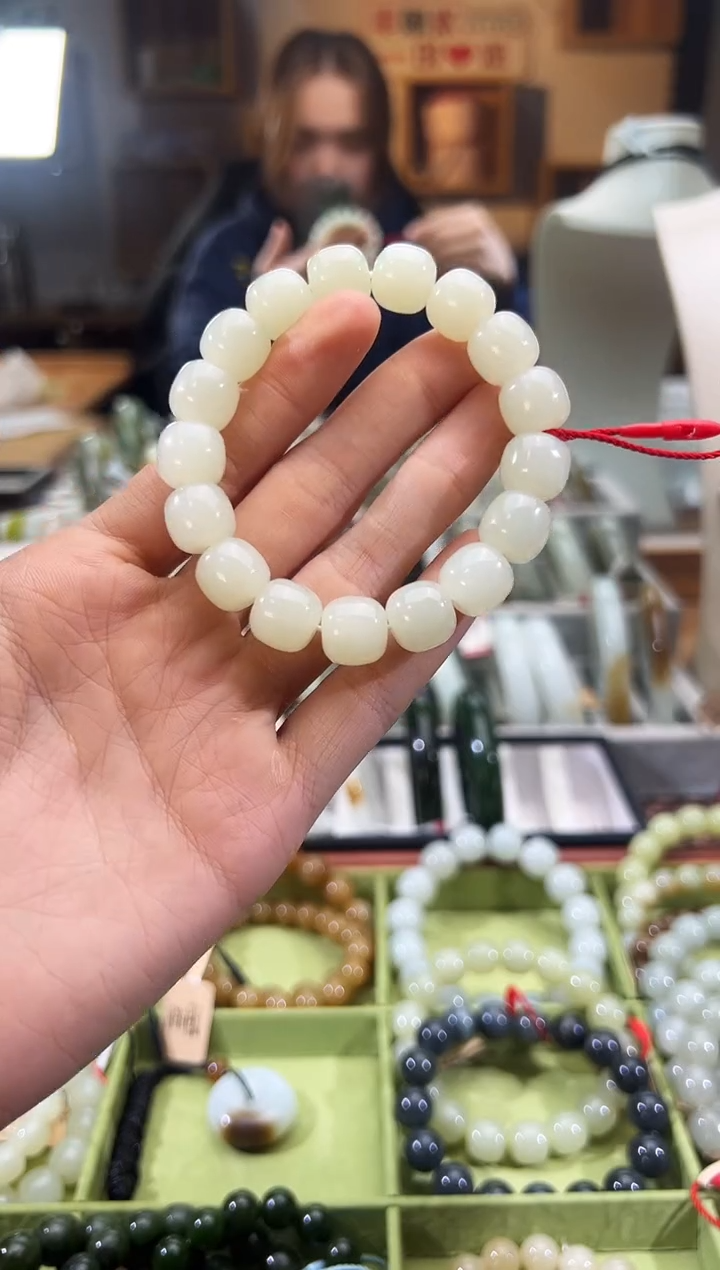 未镶嵌手串和田玉金山白玉老型珠手串卡11x12