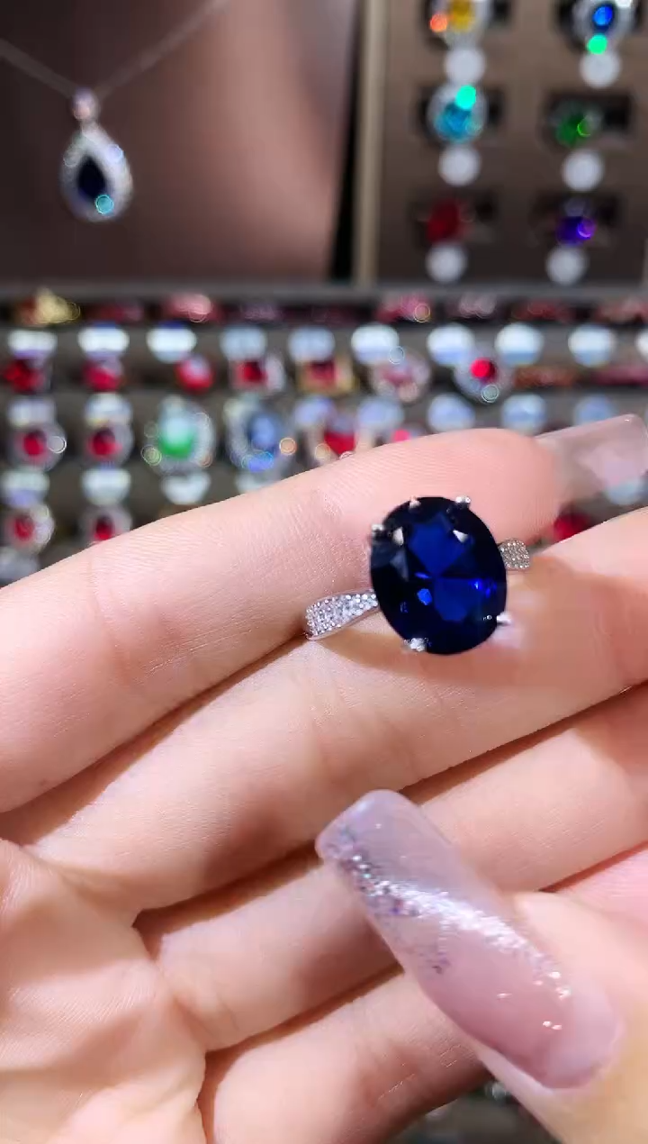 无925银皇家蓝色戒指