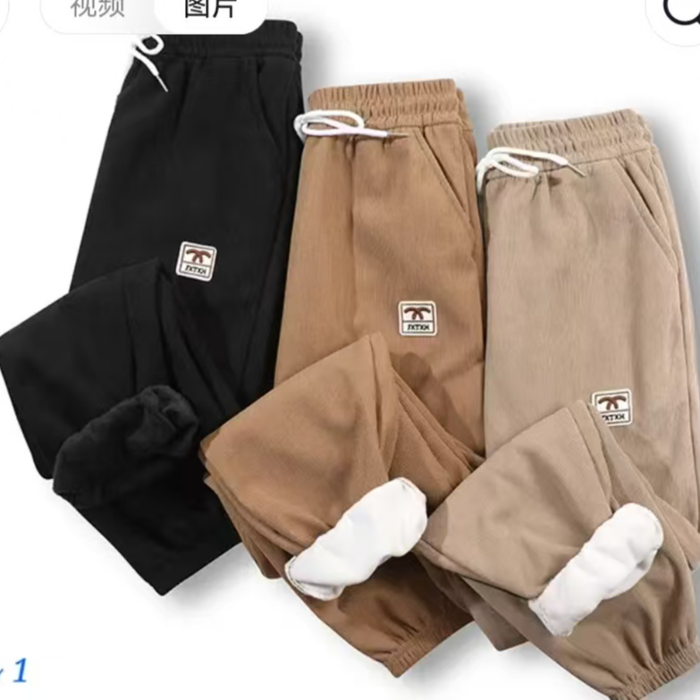 秋冬款奥粒绒卫裤女显瘦加厚加绒保暖木棉绒休闲卫裤