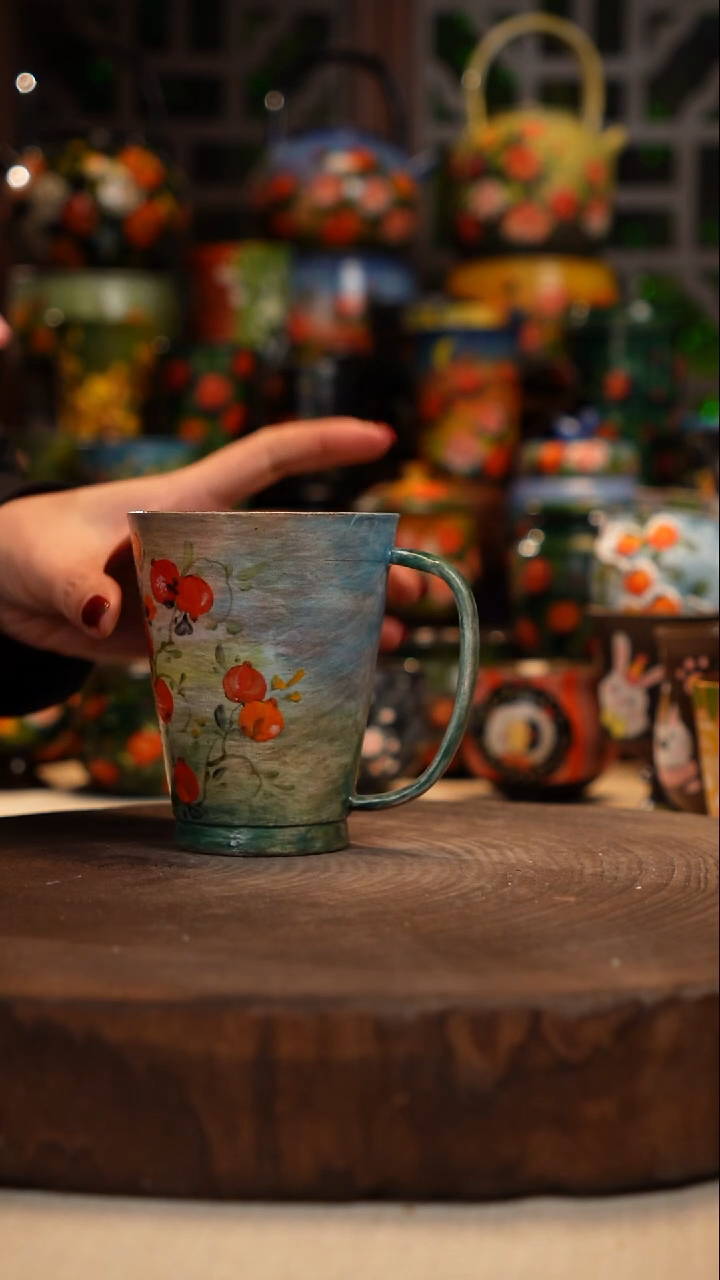 紫砂 油画手绘釉下彩