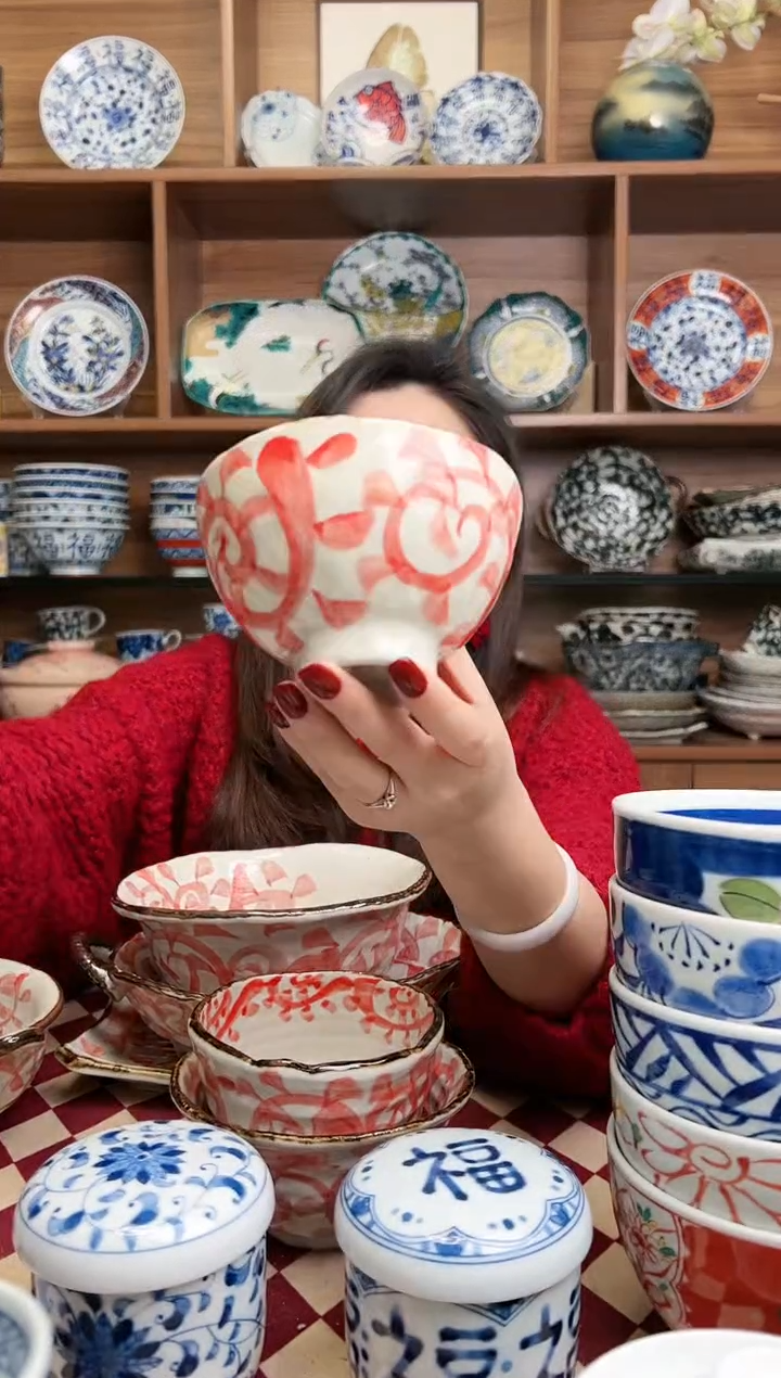 【闪购商品】瓷片章鱼唐草 小饭碗  （赤）